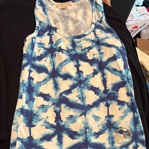Blue and White Tie-Dye Tank Top